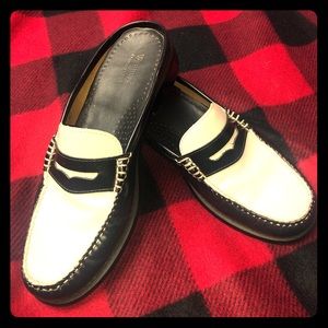 Black and White Weejuns Mules sz 7